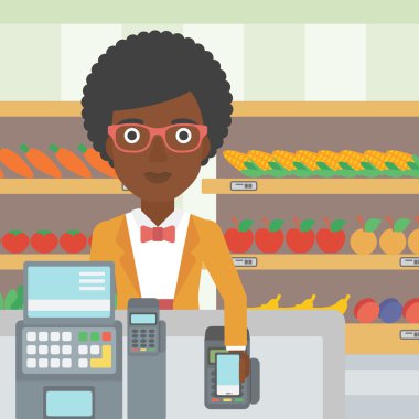 Müşteri ödeme kablosuz ile smartphone.