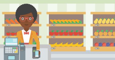 Müşteri ödeme kablosuz ile smartphone.