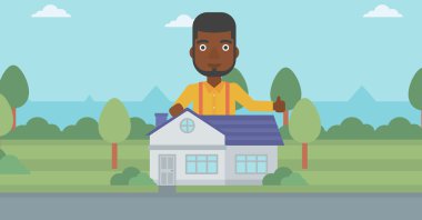 Emlakçı başparmak giving yukarıya.