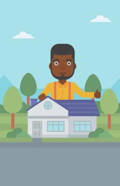 Emlakçı başparmak giving yukarıya.