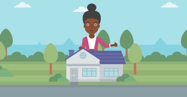 Emlakçı başparmak giving yukarıya.