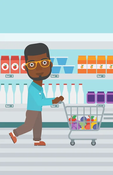 Cliente con ilustración vectorial carrito de compras . — Archivo Imágenes Vectoriales