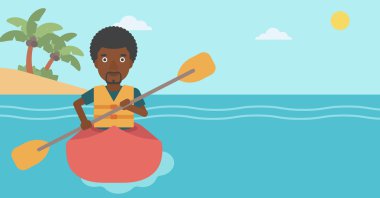 Kayık vektör çizimde kişini.