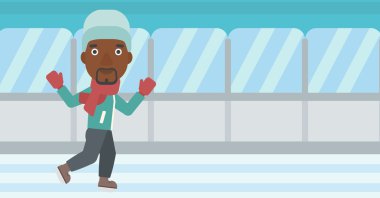 Adam buz pateni vektör çizim.