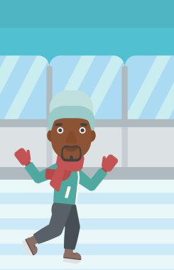 Adam buz pateni vektör çizim.