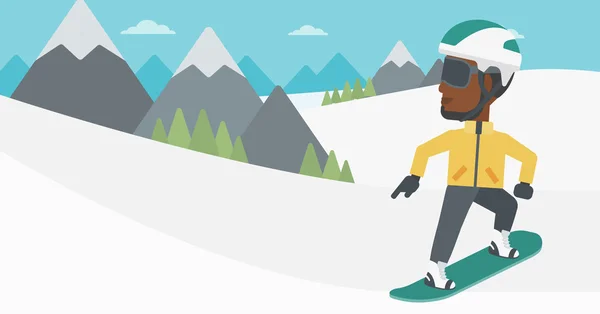 Jovem homem snowboard vetor ilustração . — Vetor de Stock