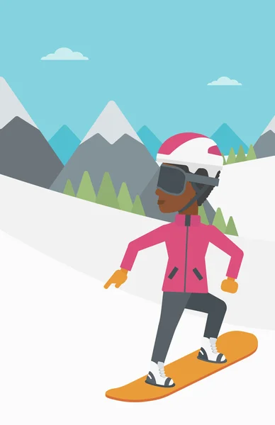 Junge Frau Snowboard Vektor Illustration. — Stockvektor