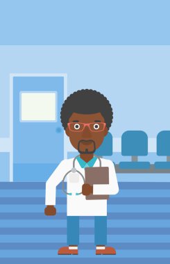 Doktor tıbbi ofis dosyası ile.