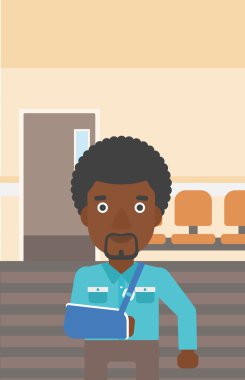 Kolu kırık yaralı adam.