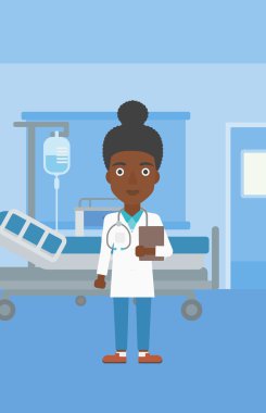 Doktor tıbbi ofis dosyası ile.