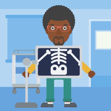 X Ray işlemi sırasında hasta.