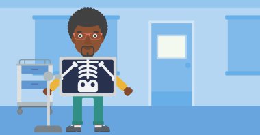 X Ray işlemi sırasında hasta.