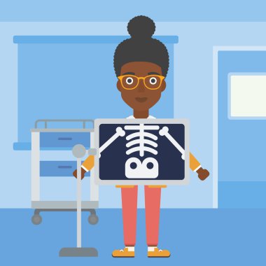 X Ray işlemi sırasında hasta.