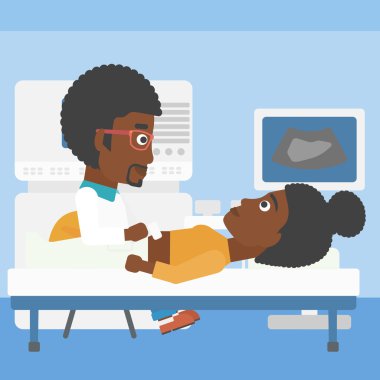 Ultrason muayenesi sırasında hasta.