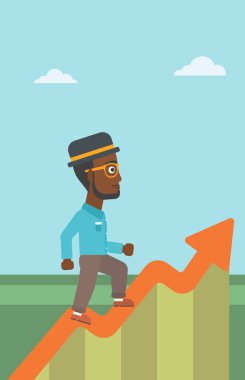 Büyüme grafik çalışan iş adamı.