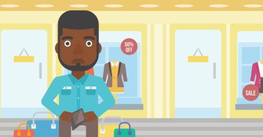 Epmty cüzdan vektör illüstrasyon gösteren adam.