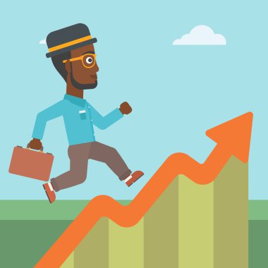 Büyüme grafik çalışan iş adamı.