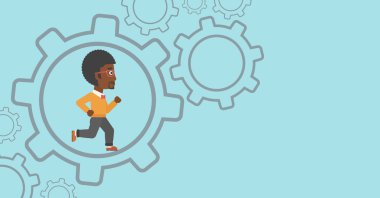 Dişli içinde çalışan işadamı.