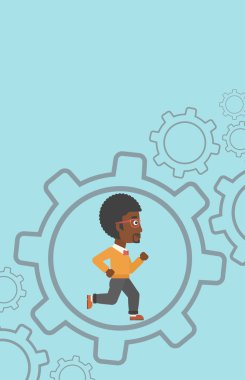 Dişli içinde çalışan işadamı.