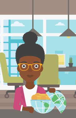 İş kadını ile dünya dünya para dolu.