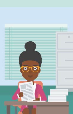 İnsan Kaynakları yöneticisi dosyaları vektör çizimini denetleme.