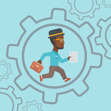 Dişli içinde çalışan işadamı.