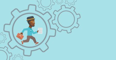 Dişli içinde çalışan işadamı.