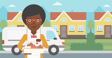 Kek vektör çizim teslim Baker.