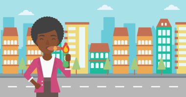 Puro vektör çizim sigara iş kadını.