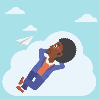 Bulut vektör çizim üzerinde yalan işadamı.