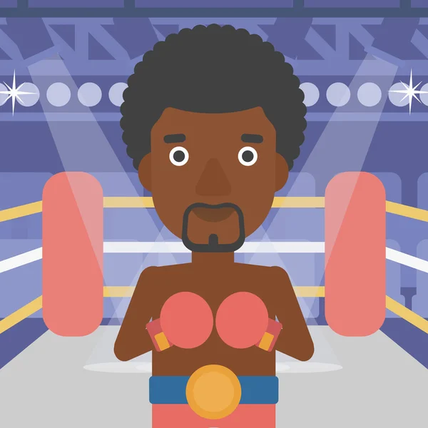 Boxeador seguro en guantes vector ilustración . — Archivo Imágenes Vectoriales