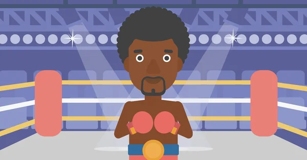 Boxeador seguro en guantes vector ilustración . — Vector de stock