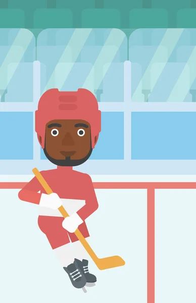 Jugador de hockey sobre hielo con ilustración vectorial palo . — Archivo Imágenes Vectoriales