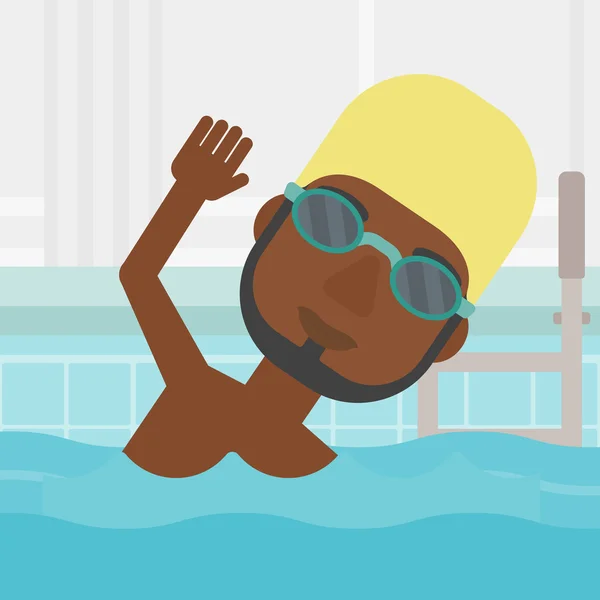 Uomo nuoto in piscina vettoriale illustrazione . — Vettoriale Stock