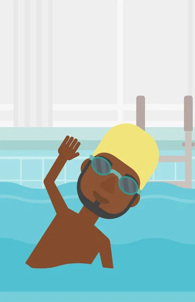 Mann schwimmt im Pool Vektor Illustration. — Stockvektor