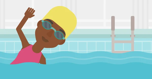 Mulher nadando na piscina ilustração vetorial . —  Vetores de Stock