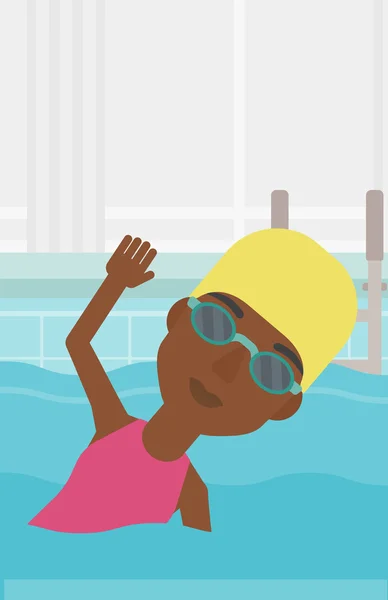 Mujer nadando en piscina vector ilustración . — Vector de stock