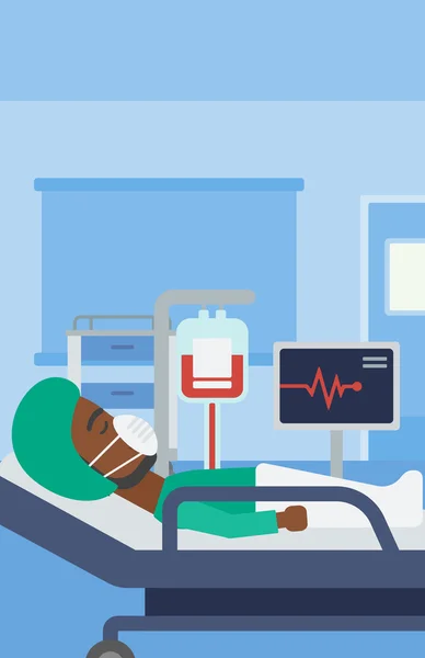 Patient couché dans un lit d'hôpital avec moniteur cardiaque . — Image vectorielle