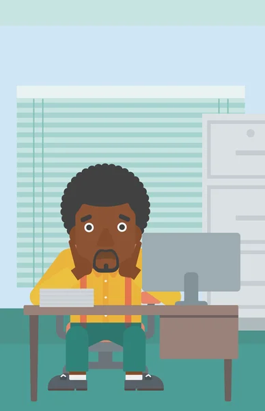 Trött man sitter i Office Vector illustration. — Stock vektor