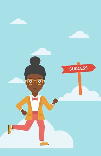 Femme d'affaires en marche vers le succès . — Image vectorielle