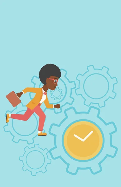 Business woman running vector illustration. — Stock Vector