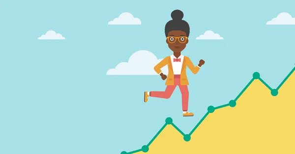 Mujer de negocios corriendo arriba . — Vector de stock