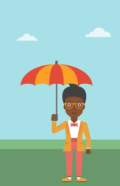 Femme d'affaires avec illustration vectorielle parapluie . — Image vectorielle