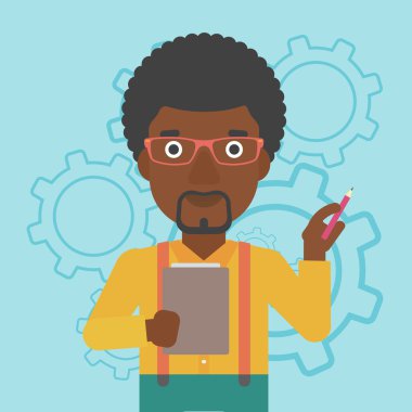 Kalem vektör illüstrasyonlu işadamı.