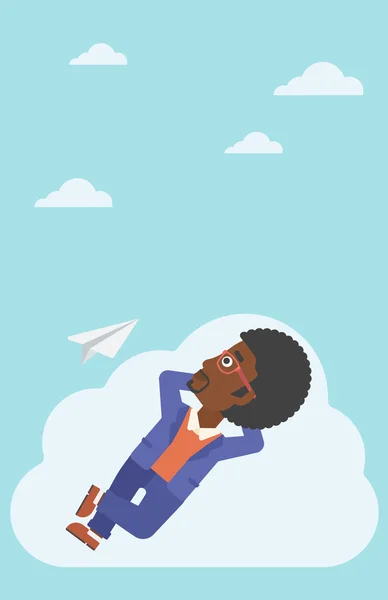 Empresário deitado na ilustração vetor nuvem . — Vetor de Stock