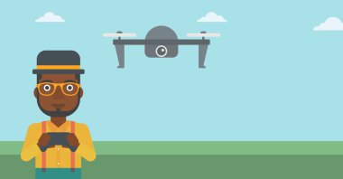 Adam uçan uçak vektör çizim.