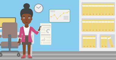 Kadın iş sunu yapma.