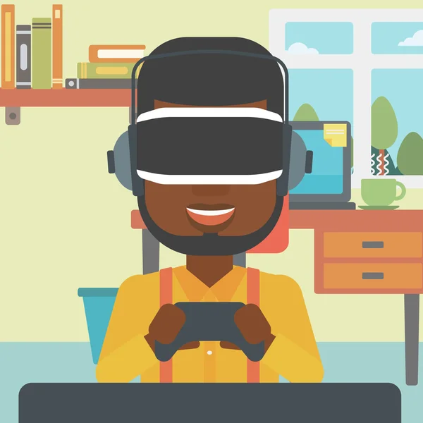 Man met virtual reality-headset. — Stockvector