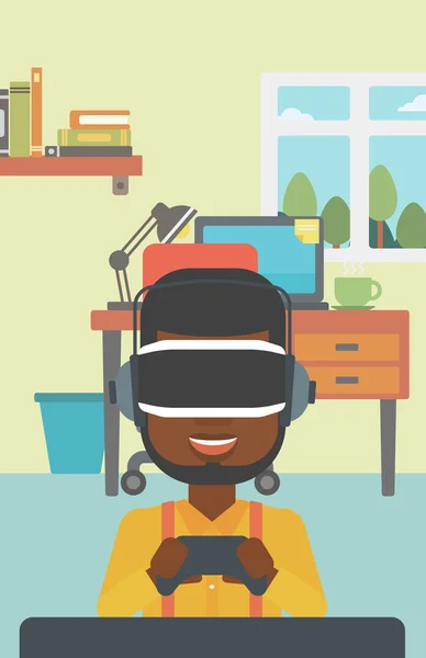Mann trägt Virtual-Reality-Headset. — Stockvektor