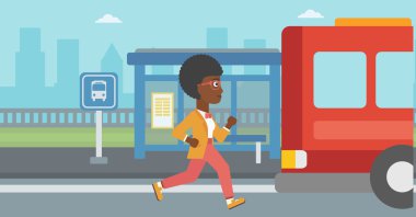 Otobüs için çalışan kilise kadın.